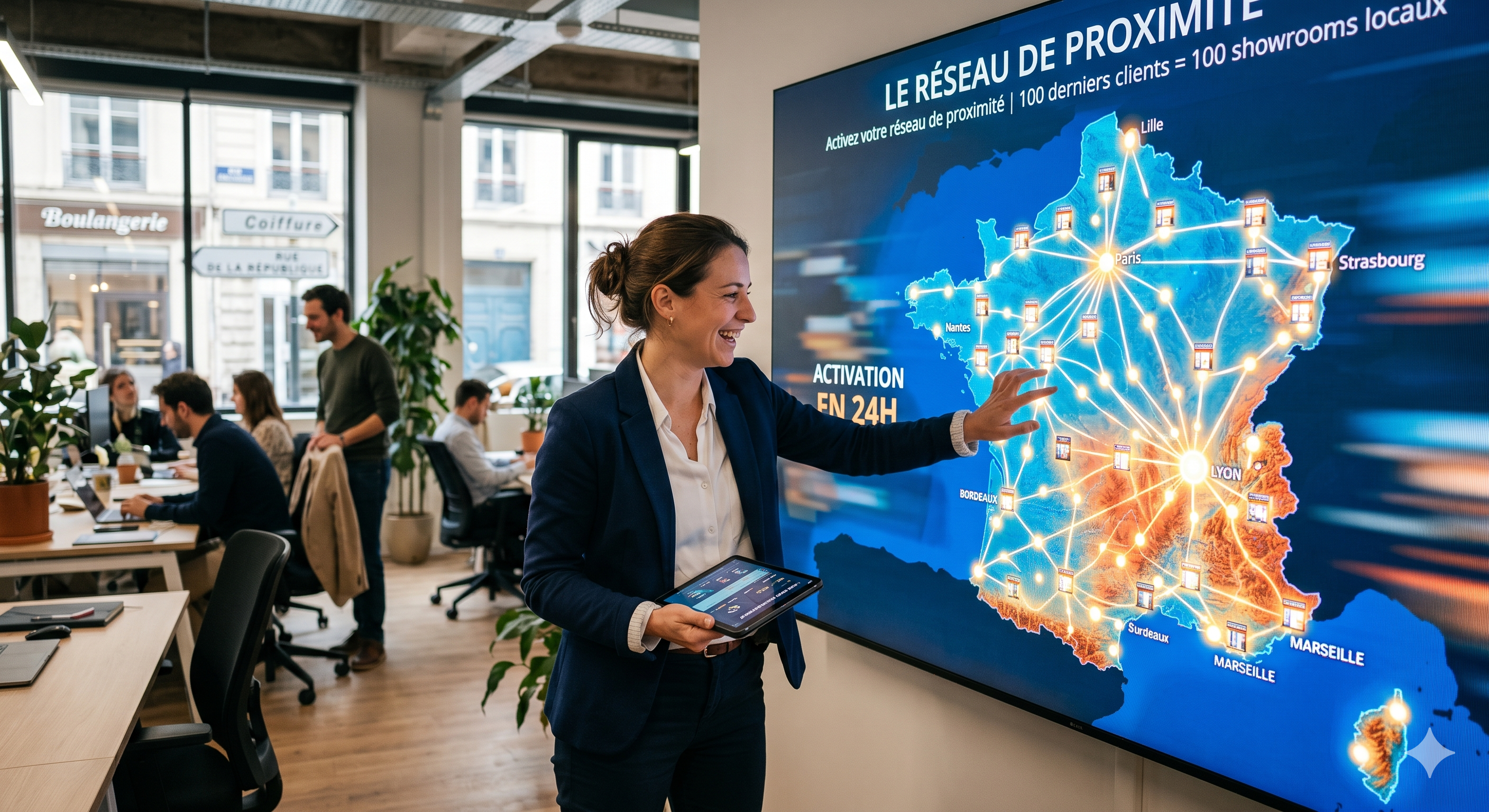 Réseau d'ambassadeurs locaux sur une carte de France
